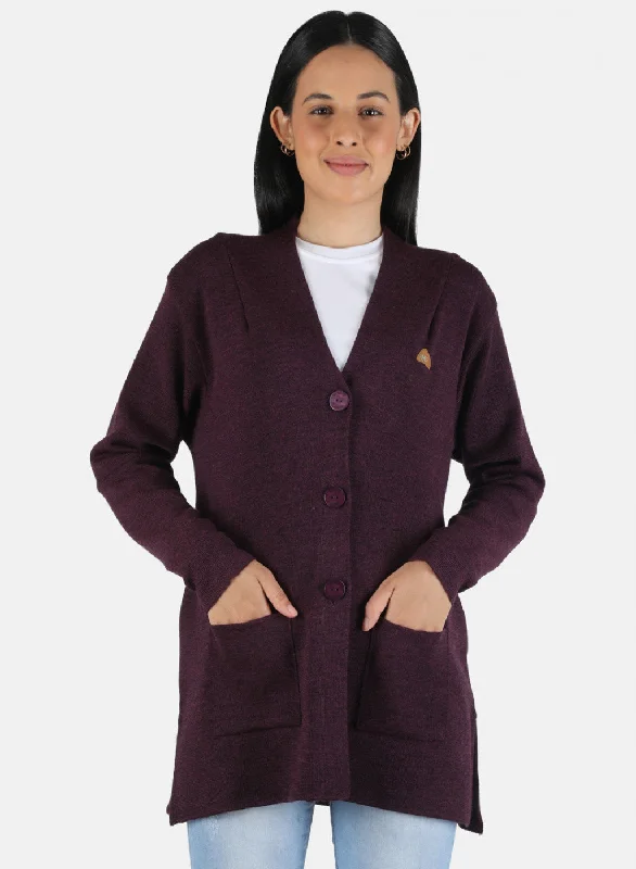 Cozy SweatersWomen Maroon Solid Cardigan