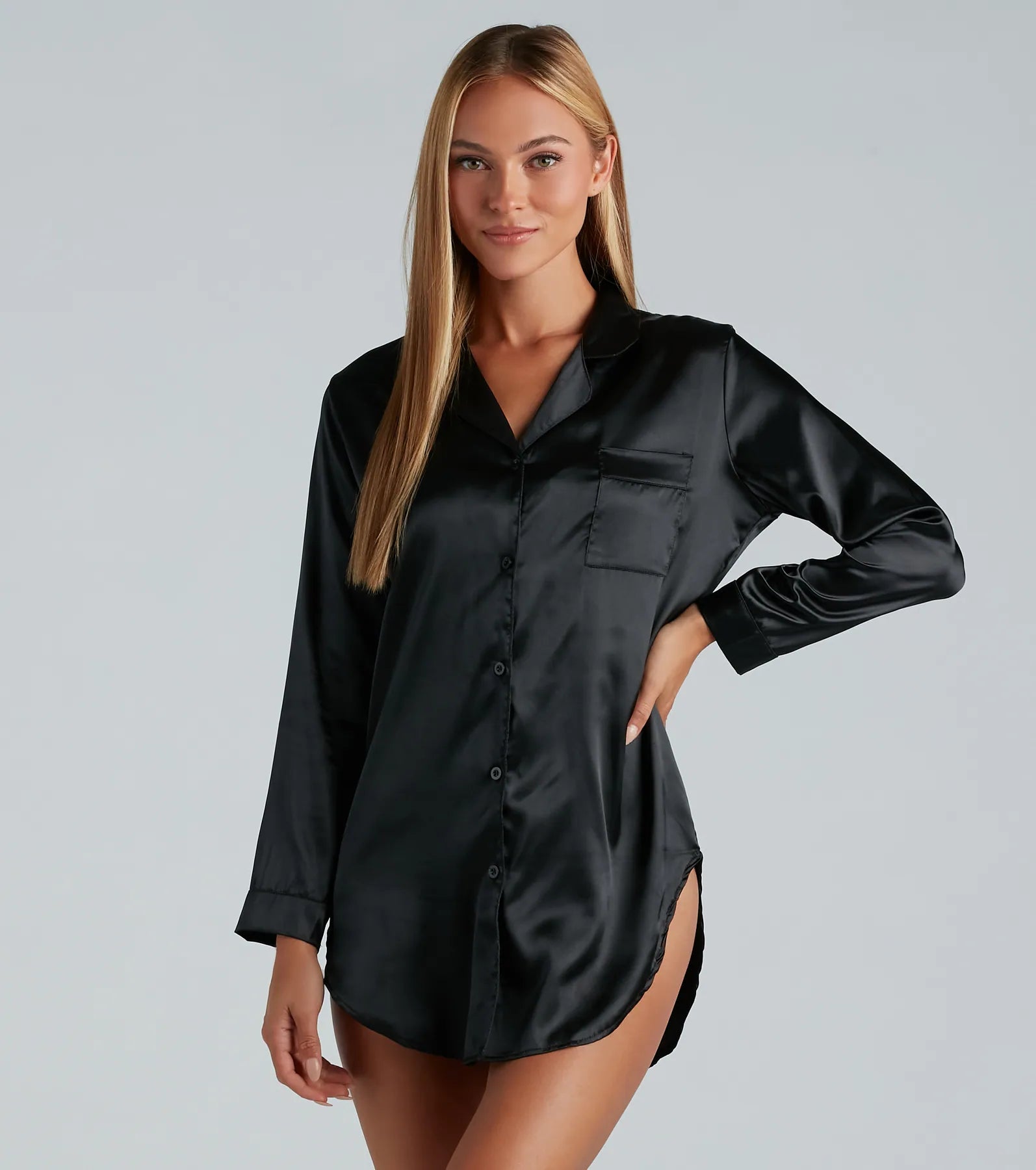 satin women's topsPerfect Fit Lounge Satin Sleep Shirt