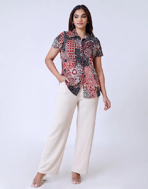 women's tops for those who love to experiment with fashionFloral Printed Ladies Shirt Blouse