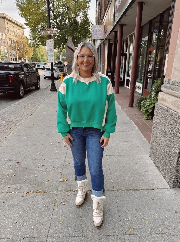 women's tops with ruffled hemsOlivia Green Sweatshirt