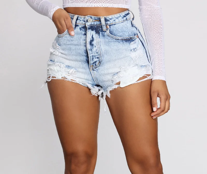 women's silk shortsHigh Waist Acid Wash Jean Shorts