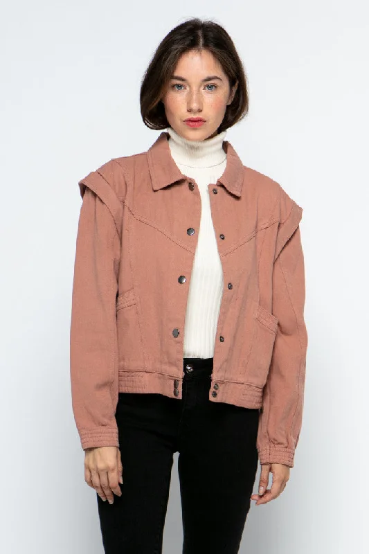 DUSTY MAUVE DENIM CONVERTIBLE LOOK JACKET MJK8718