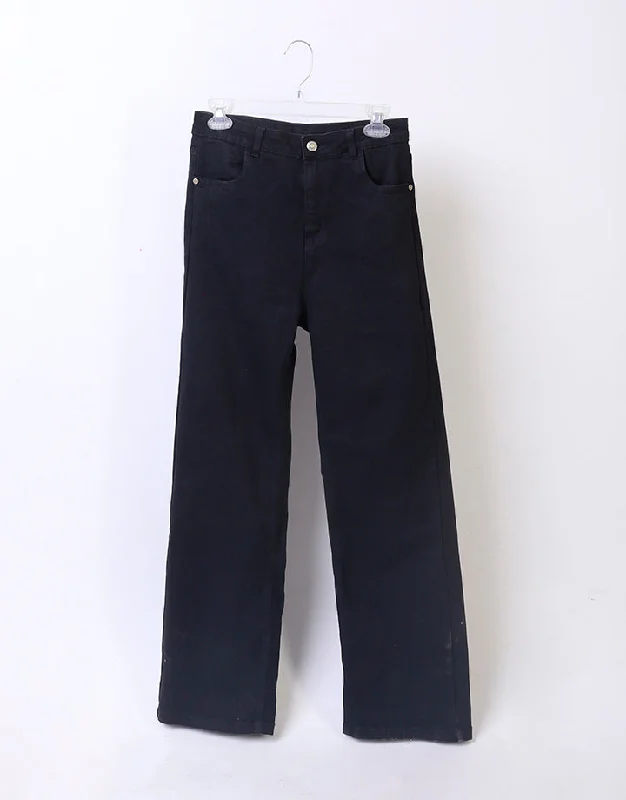 MOODS Black Denim Pant with Side Pockets