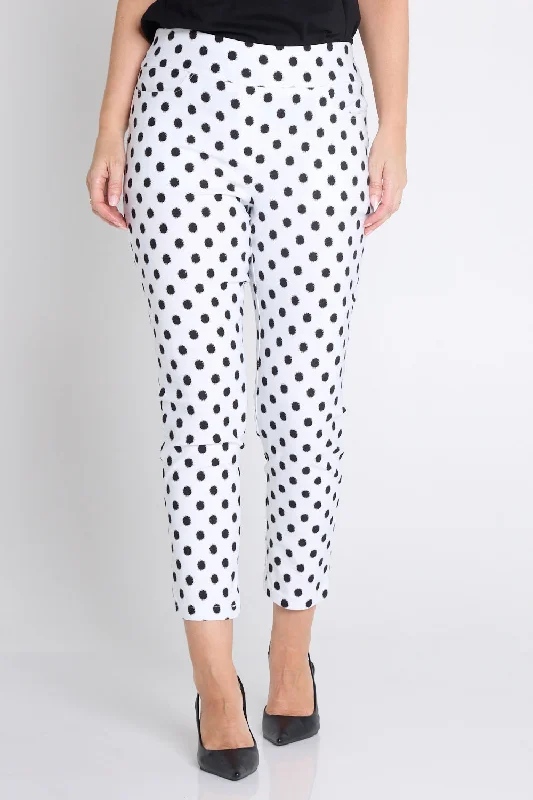 women's casual pantsDana Bengaline Capri Pants - White/Black Spot