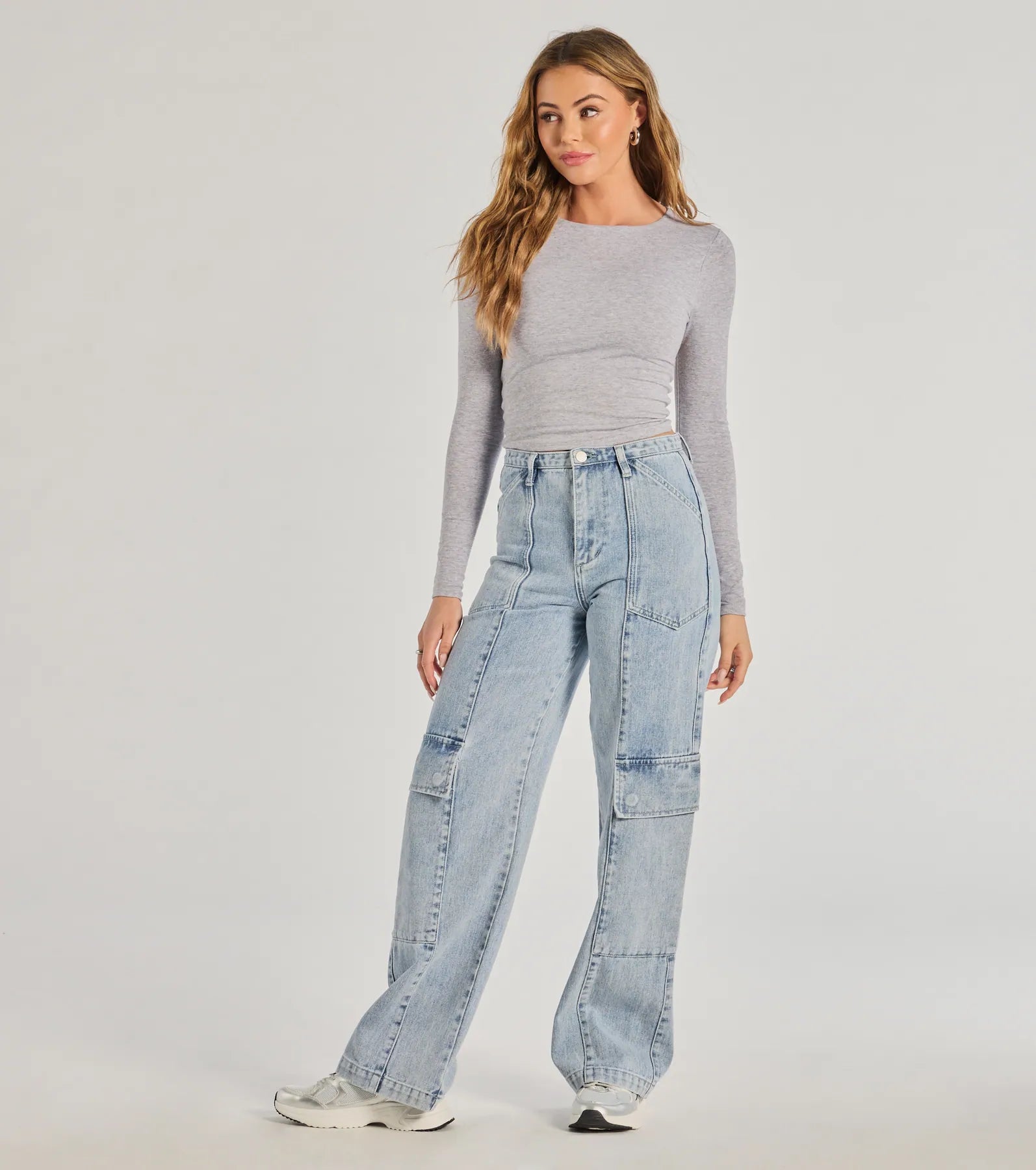 women's denim jeans for a comfortable fitStreetwear Vibe High-Rise Cargo Denim Jeans