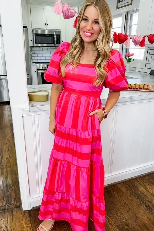 Animal Print DressThe Ultimate Pink Red Stripe Maxi Dress