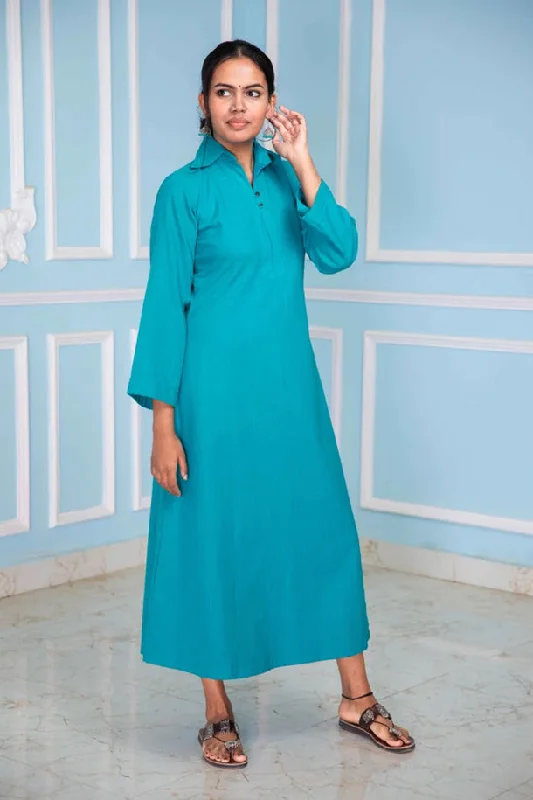 Beaded DressTerrific Turquoise Collared Midi Dress