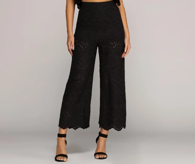 women's low-slung pantsEyelets On You Culotte Pants