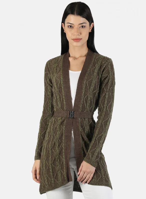 Baby SweatersWomen Green Solid Cardigan