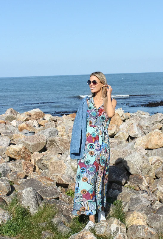 High-Neck DressAbstract Print Maxi Dress