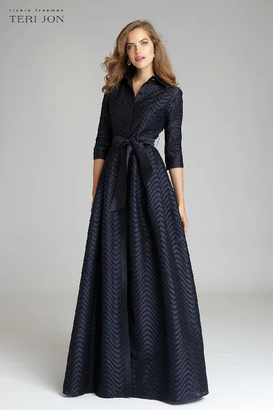 off-the-shoulder women's topsShirt Waist Taffeta Chevron Pattern Eyelet Gown