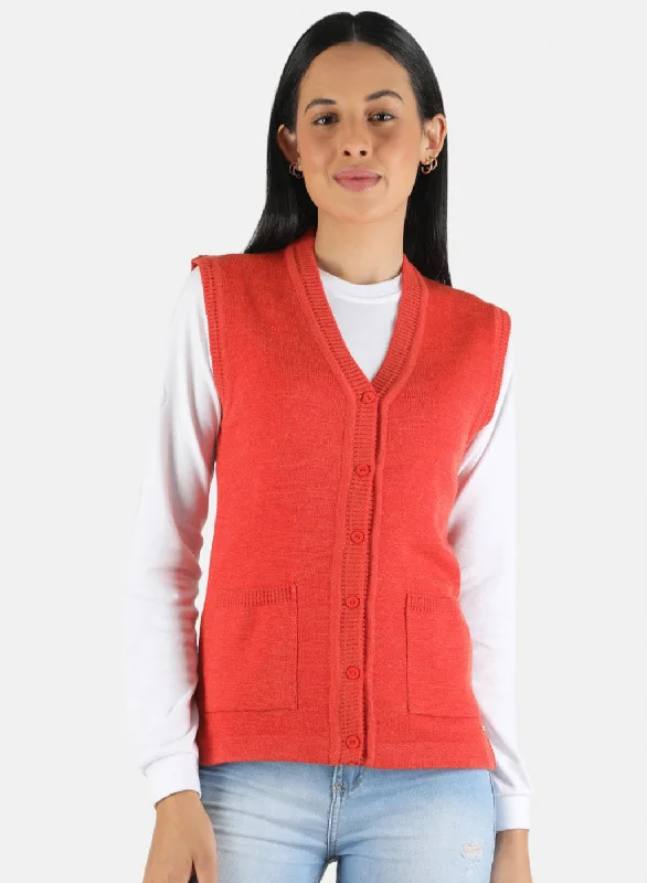 Flannel SweatersWomen Orange Solid Cardigan