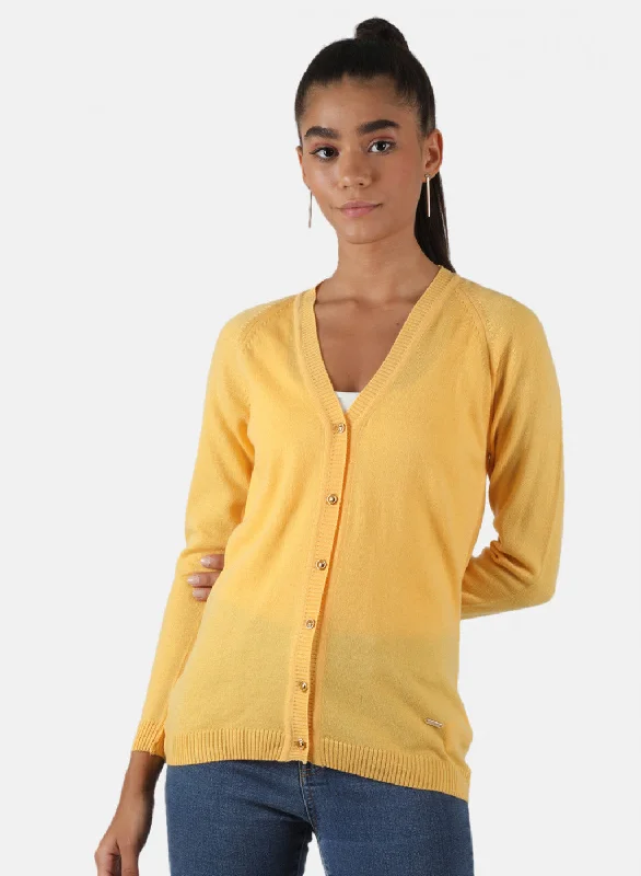 Wholesale Affordable Women's SweatersWomen Yellow Solid Cardigan