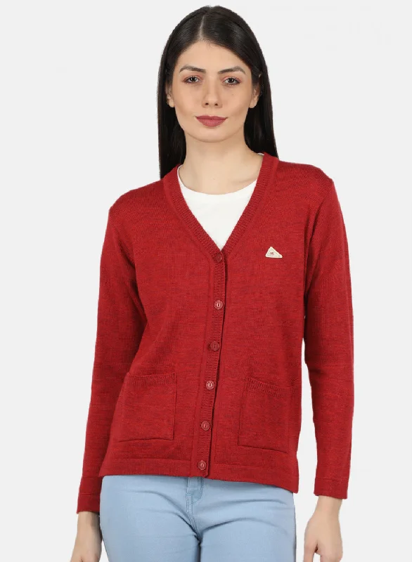 Children's SweatersWomen Red Solid Cardigan