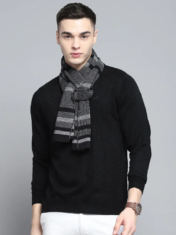 Men Black Self Design Muffler