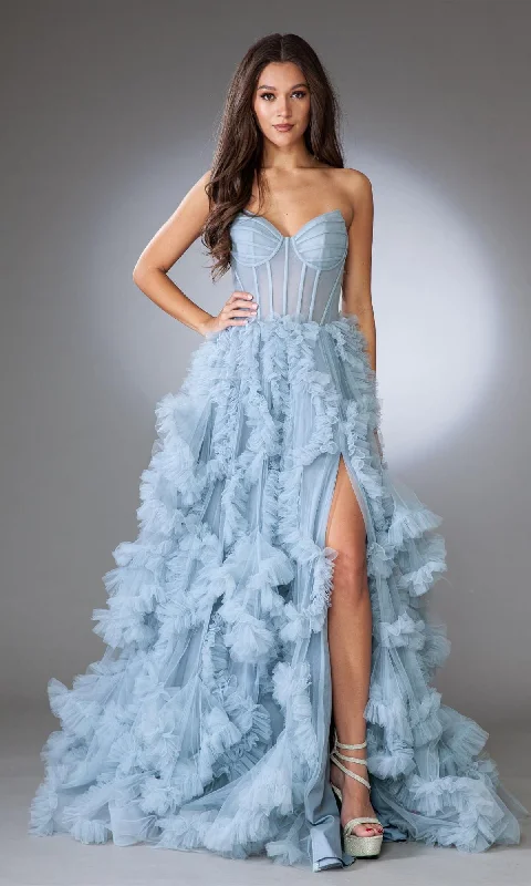 women's cotton dressesAmelia Couture Corset Ruffle Prom Ball Gown AC0019