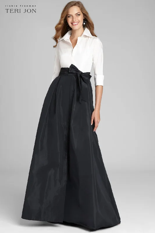 women's tops for those who want to create outfits that are both trendy and timeless3/4 Sleeve Taffeta Shirt Waist Color Block Gown