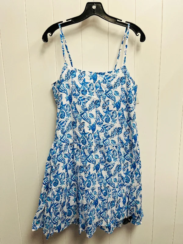 women's short-sleeved dressesDress Casual Short By Lilly Pulitzer In Blue & White, Size: M