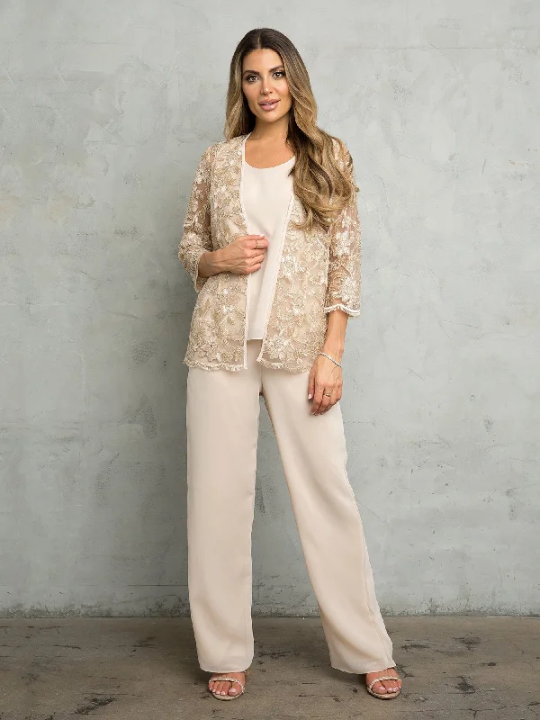 eco-friendly women's coatsEva Fashion 3483 Long Formal Floral Jacket Pant Suit