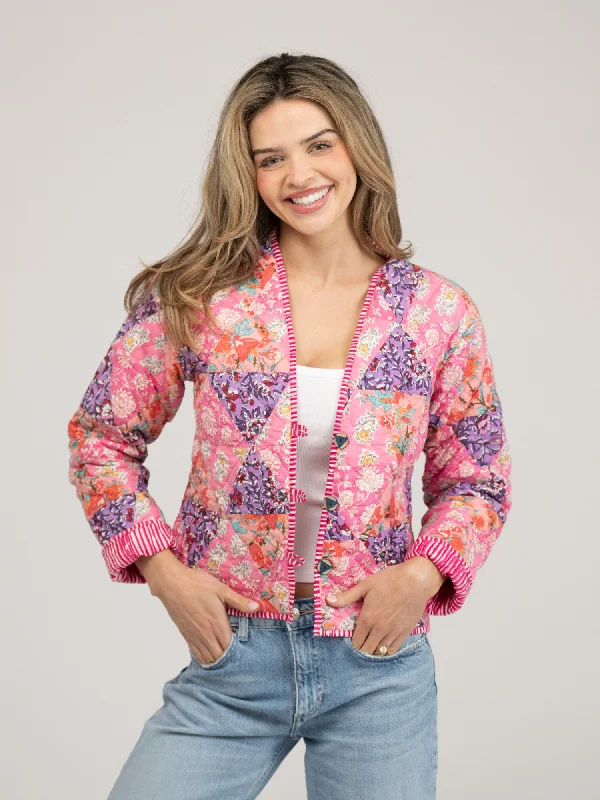 women's coats for maximalist fashion loversNantucket Cropped Jacket in Pink Triangles