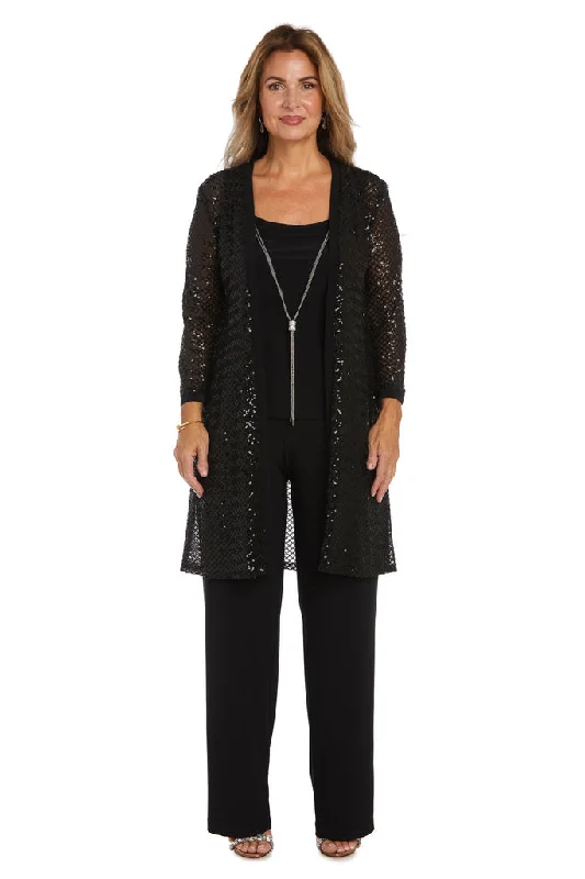 women's coats with cinched waistsR&M Richards 2450 Formal Sequin Jacket Pant Suit Set