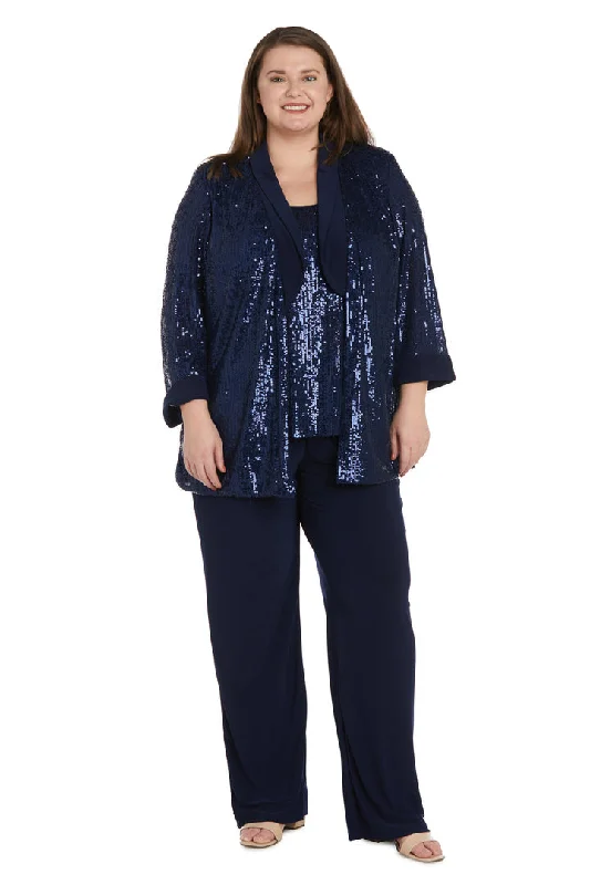 women's coats with asymmetrical hemsR&M Richards 2478W Plus Size Sequin Jacket Pant Suit Set