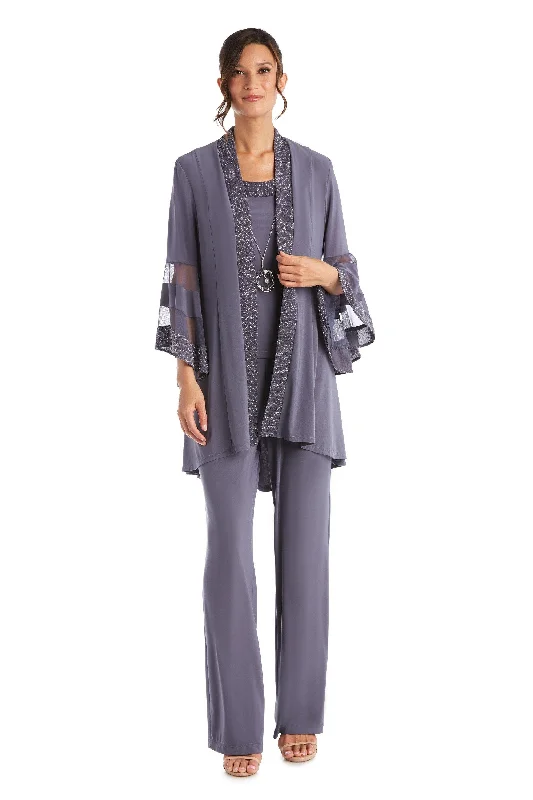 women's trench coatsR&M Richards 7241 Formal Duster Jacket Pant Set