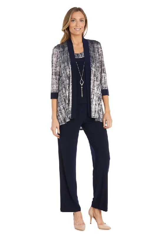 women's coats for those who love to experiment with fashionR&M Richards 2587 Metallic Printed Pant Suit Jacket Set