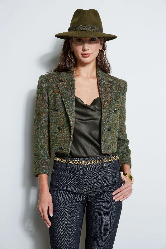 casual women's coatsBoucle Tweed Cropped Jacket