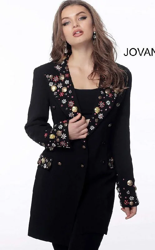 women's coats for skiingJovani M62121 Black Multi Embellished Jacket