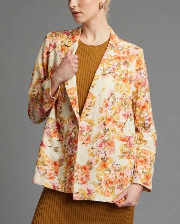 vegan women's coats (fur-free options)Last dance jacket cream floral