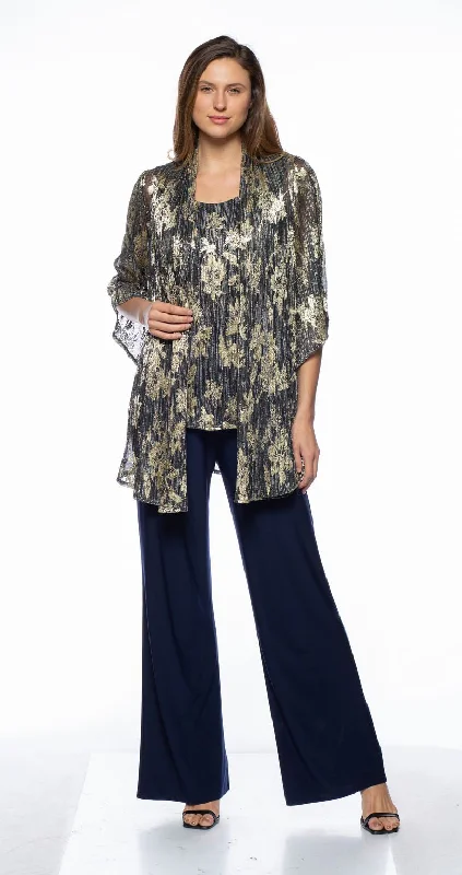 women's coats for those who refuse to compromise on styleMarina Printed Metallic Jacket Pant 3 Piece Set