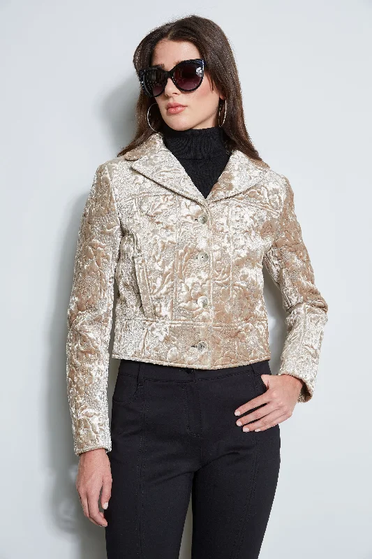 lightweight women's coatsQuilted Velvet Cropped Jacket