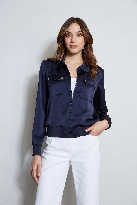 women's coats for travelSatin Utility Pocket Jacket